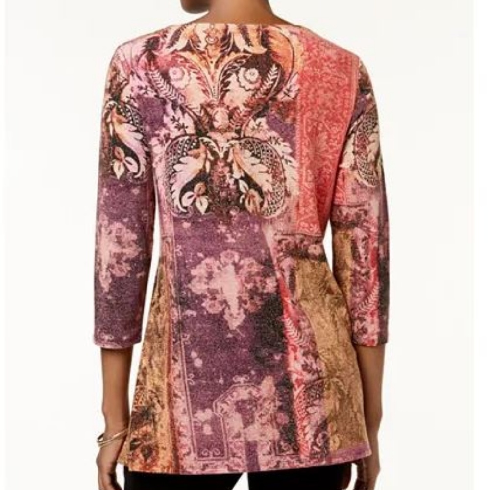 JM Collection Metallic-Knit Tunic-PL - Picture 2 of 2